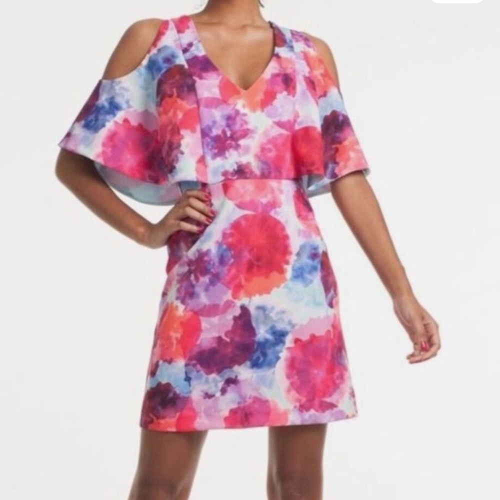 Trina Turk Oakhurst A-Line Cold Shoulder Floral Print Dress 6